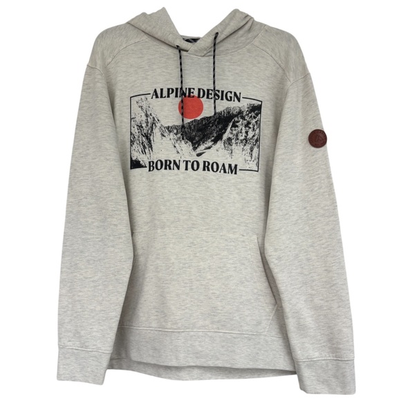 Born To Roam Hoodie Sweatshirt Alpine Design Nature Camping Hiking Size Large - Picture 7 of 14